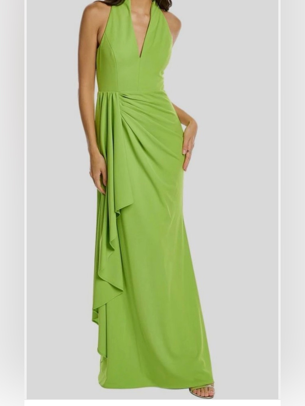Badgley Mischka sleeveless draped gown